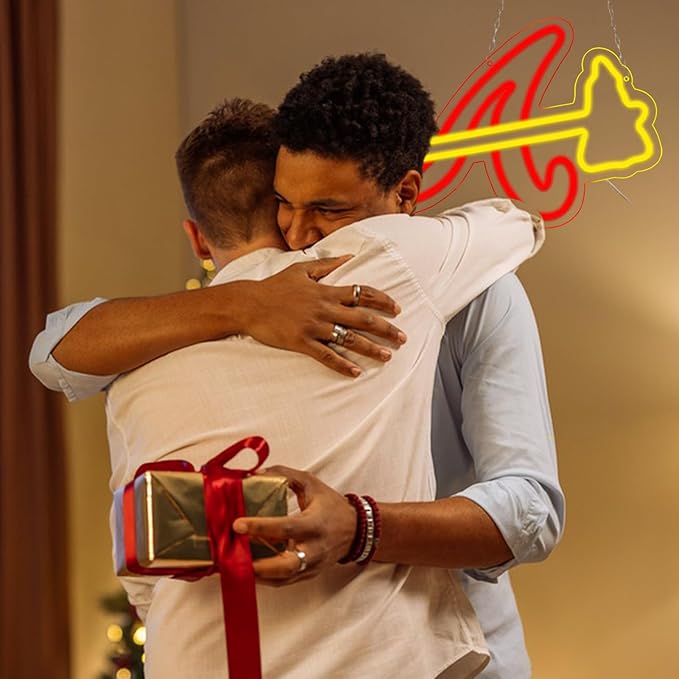 Balanar Braves Neon Signs For Wall Decor ,Baseball Team Neon Light for Bedroom Man Cave Party Bar Background Decoration,Neon for Parties, Bars, Dorms, Office Wall Art and Game Room Decor16.1*11.4 inch