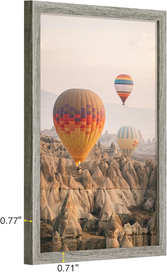 Vittanly 12x16 Picture Frame for Wall, Plexiglass, Displays Poster 11x14 with Mat or 12x16 without Mat, PVC Frame Material, Horizontal or Vertical Hanging, 1 Pack, Grey