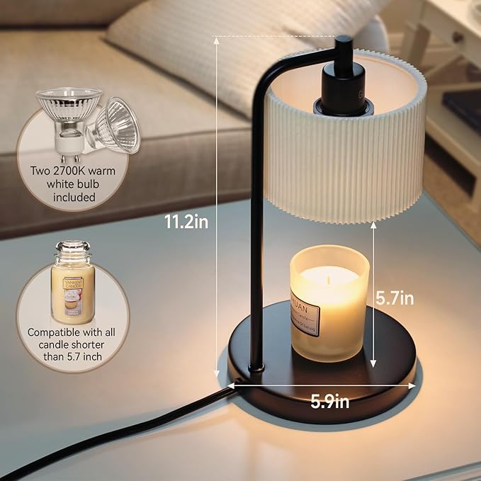 Candle Warmer Lamp with Timer, Dimmable Candle Wax Warmer Electric Candle Lamp for Scented Candles with Bulbs, House Warming Gifts Brithday Gifts Home Decor(Black)