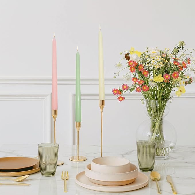 6Pcs Pastel Taper Candles,10 Inch Pastel Candle Sticks, Dripless Unscented Colored Candlesticks,Colorful Candle Set for Birthday,Wedding,Garden Party Decor,Home Dining Table,Elegant French