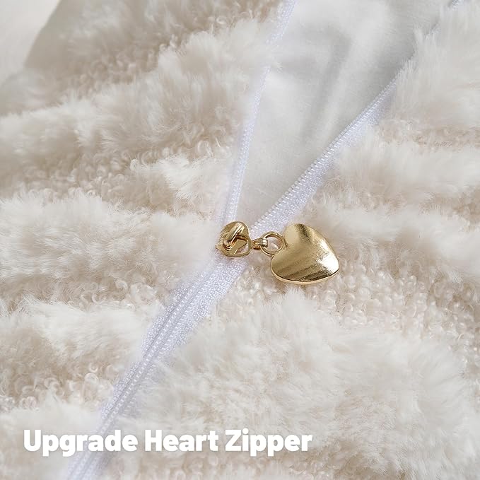 FUTEI White Decorative Throw Pillow Covers 18x18 Inch Set of 2,Soft Faux Fur Geometric Shapes Texture Cushion Case,Boho Home Decor for Couch Bed Living Room