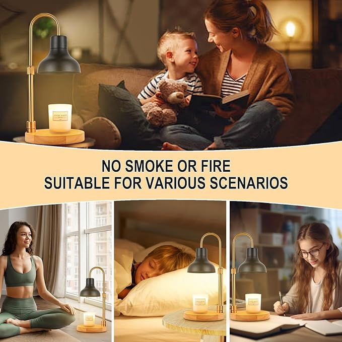 Candle Warmer Lamp with Timer & Dimmer, Adjustable Height Electric Candle Warmer with 3 Bulbs,Compatible with All Size Scented Candles, Wax Melt Warmer for Bedroom,Home Decor House Warming Gifts