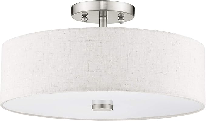 Livex Lighting 52135-91 Meridian 3 Light Brushed Nickel Ceiling Mount