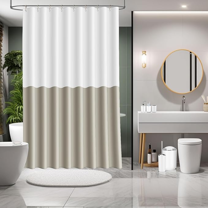 IMAVO Bathroom Accessories Set,White Bathroom Set,9 Pieces Bathroom Accessory Set with Shower Curtain,Qtip Holders,Toilet Brush,Trash Can for Bathroom Décor and Home Gifts