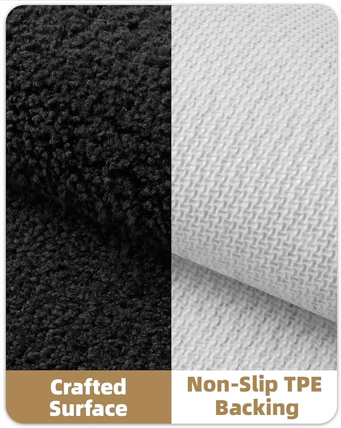 Color&Geometry Small Bath Mats for Bathroom Non Slip, 16"x24" Black Bathroom Rugs, Absorbent, Soft, Washable, Microfiber Bath Rug Shower Mat