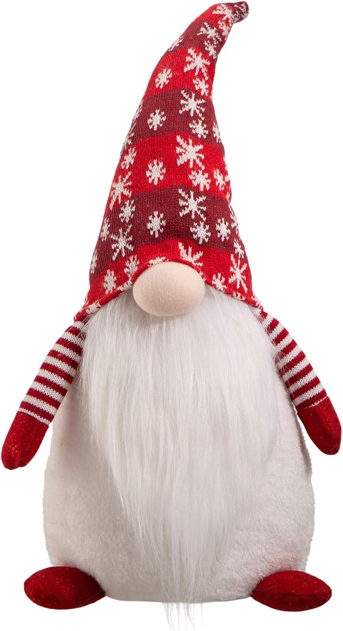 Glitzhome 25.59" H Gnome Plush Christmas Decoration, Fabric Xmas Standing Gnome Ornaments with Knitted Hat for Tabletop Party Mantel Holiday Christmas Decor Gifts