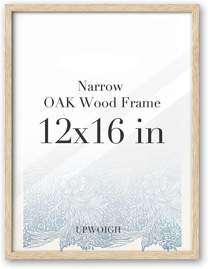 UPWOIGH 12x16 Oak Wood Picture Frame - Minimalist 12x16 Poster Frame, 12"x16" Picture Frame Wood, Natural Solid Wooden Picture Frames for Wall Art Photo and Prints,1 Pack