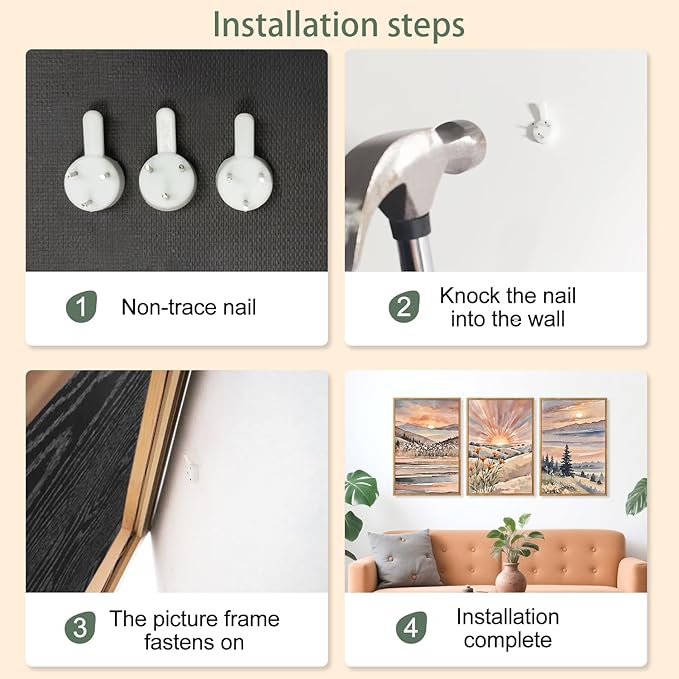 CHDITB Boho Sun Canvas Wall Art Set, Sunrise and Sunset Mountain Wall Decor, Watercolor Mountains Landscape Art Prints, Vintage Floral Nature Paintings for Living Room, Bedroom, Office - 16"x24"x3