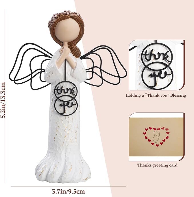 Thank You Angel Gifts for Women, Teachers, Coworkers - Perfect for Employee Appreciation, Thanksgiving, and Gratitude - Hand-Painted Sculpted Figure for Friends and Colleagues