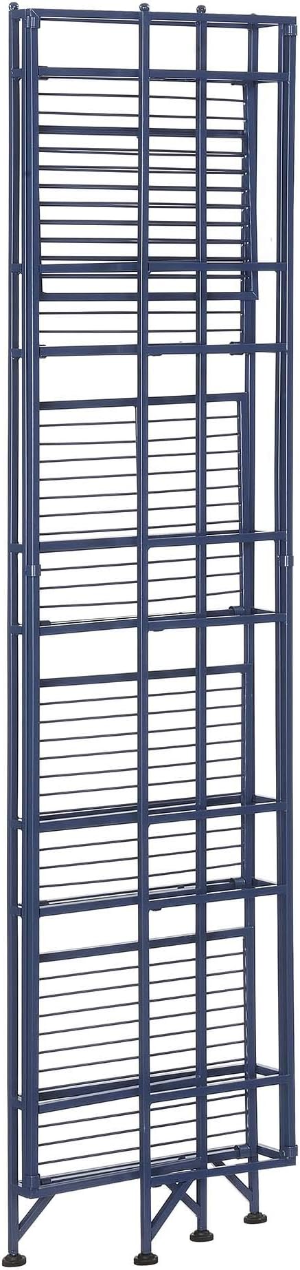 Convenience Concepts Xtra Storage Shelves - 5-Tier Folding Metal Storage Shelves, Closet Organizer for Office, Laundry Room, Bedroom, Garage, Kitchen, Bathroom, Cobalt Blue