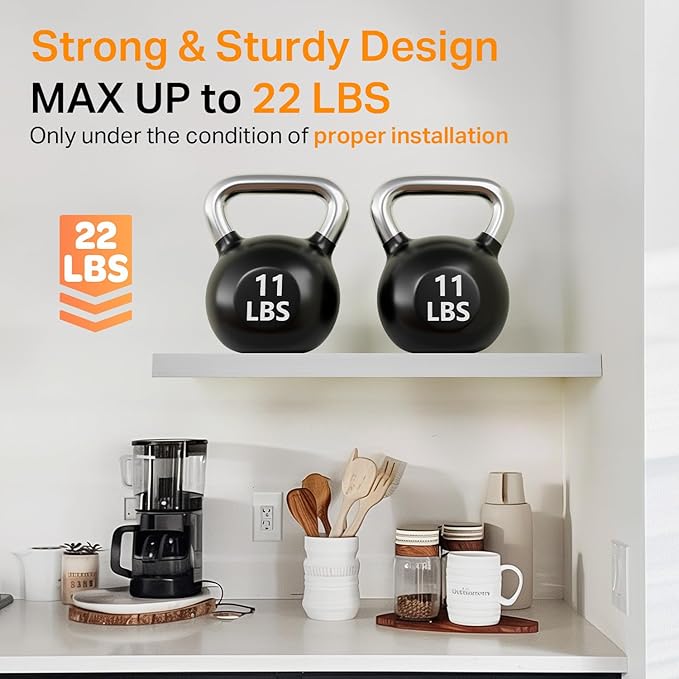 BAYKA White Floating Shelves for Wall – Rustic Wood Wall Shelves with Metal Brackets for Bathroom, Bedroom, Kitchen, or Living Room Decor Organization – Set of 3, Sturdy Storage with 22lb Capacity