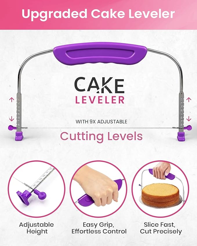RFAQK 200PCs Cake Decorating Kit for Beginners with Turntable for Decoration - Piping Bags and Tips Set (110+55), Straight & Offset Spatula, Leveler, Video Course, Pattern Chart & More Baking Supplies