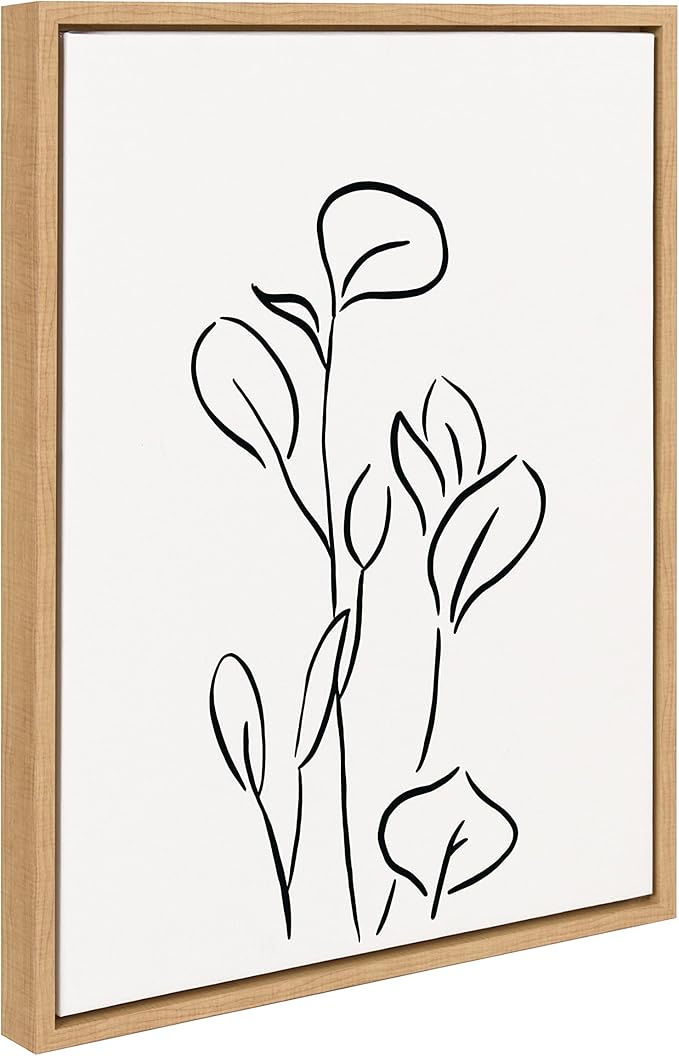 Kate and Laurel Sylvie Botanical Sketch Print No 3 Framed Canvas Wall Art by The Creative Bunch Studio, 18x24 Natural, Minimalist Abstract Botanical Print for Wall