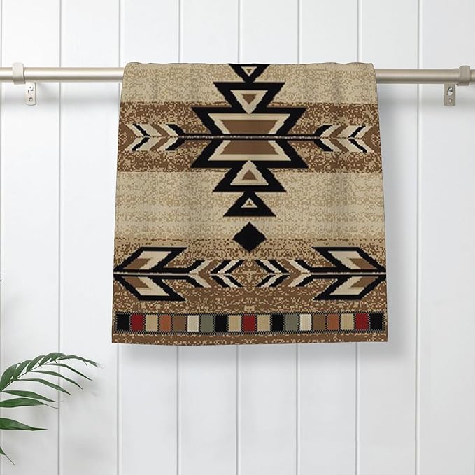 Western Kitchen Towels 16x24 Inch Brown Black Boho Aztec Decor Dish Towels Rustic Beige Native Geometic American Decoration Hand Towels Absorbent Dish Cloths for Home Kitchen Dining Set of 2