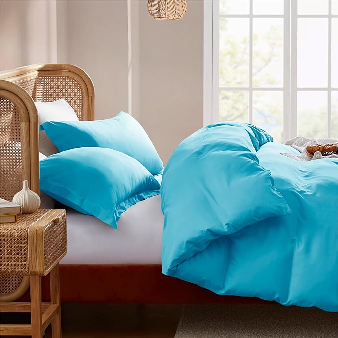 Nestl Bright Blue Duvet Cover King Size - Soft Double Brushed King Duvet Cover Set, 3 Piece, with Button Closure, 1 Duvet Cover 104x90 inches and 2 Pillow Shams