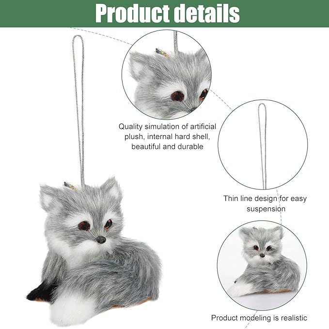 Skylety 10 Pieces Forest Animals Ornaments Woodland Animal Faux Fur Plush Hanging Ornaments Family Educational Playset for Fall, Christmas, Winter Birthday Party Supplies(Animals)