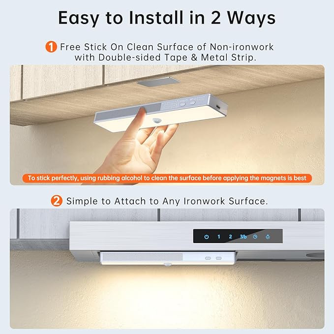 LED Closet Light with Charging Station, 6 Pcs 30LEDs Rechargeable Motion Sensor Under Cabinet Lighting with Remote Control, Wireless Stick-Anywhere Night Safe Light Bar for Wardrobe,Kitchen-Warm White