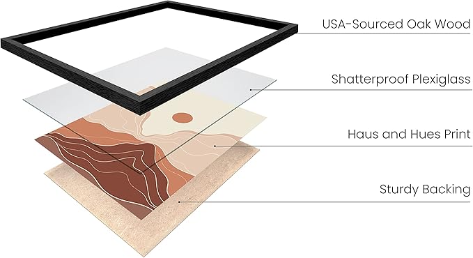 HAUS AND HUES Mountain Wall Art - Framed Boho Art, Abstract Art Prints, Minimalist Wall Art, Boho Framed Art Prints for Wall, Terracotta Wall Decor (Black Framed, 12x16)