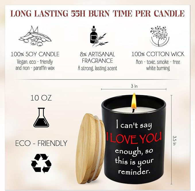 Anniversary Couple Gifts for Him Her - Long Lasting Vanilla Lavender Scented Candle 10 oz - Wedding Engagement Birthday Gifts for Women Men Couples Boyfriend Girlfriend Husband Wife