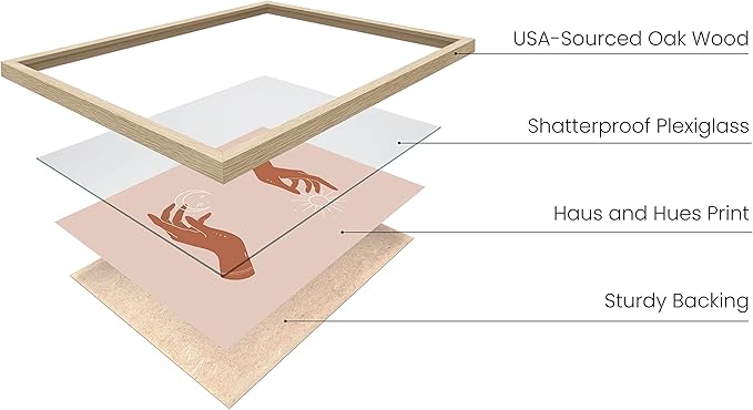 HAUS AND HUES Sun and Moon Art Astrology Posters - Spiritual Wall Art and Celestial Hands Top and Bottom Hands Room Decor Posters Spiritual Boho Prints (Beige Frame, 12x16)