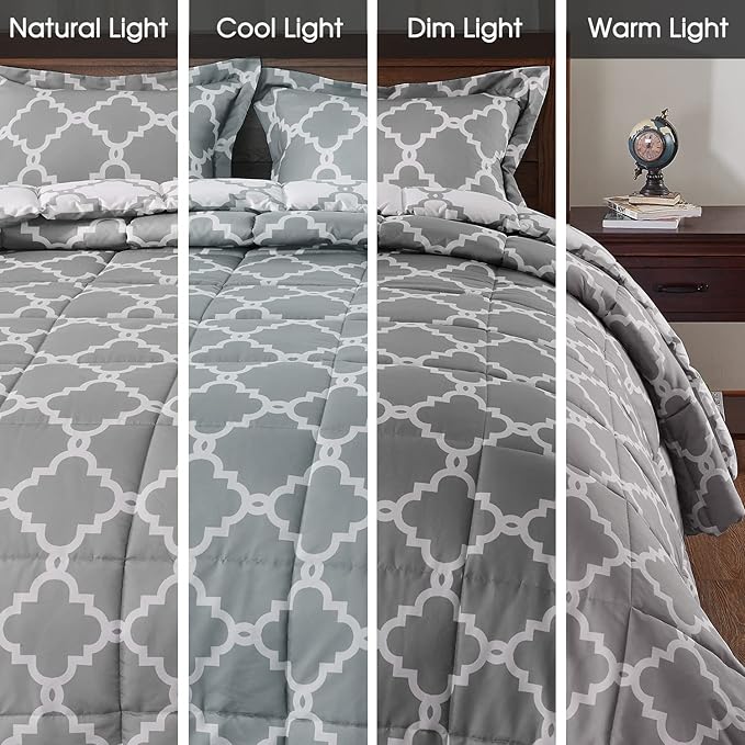 Basic Beyond Twin Comforter Set - Grey Comforter, Reversible Twin Bed Comforter Set for All Seasons, Grey, 1 Comforter (66"x92") and 1 Pillow Sham (20"x26"+2")