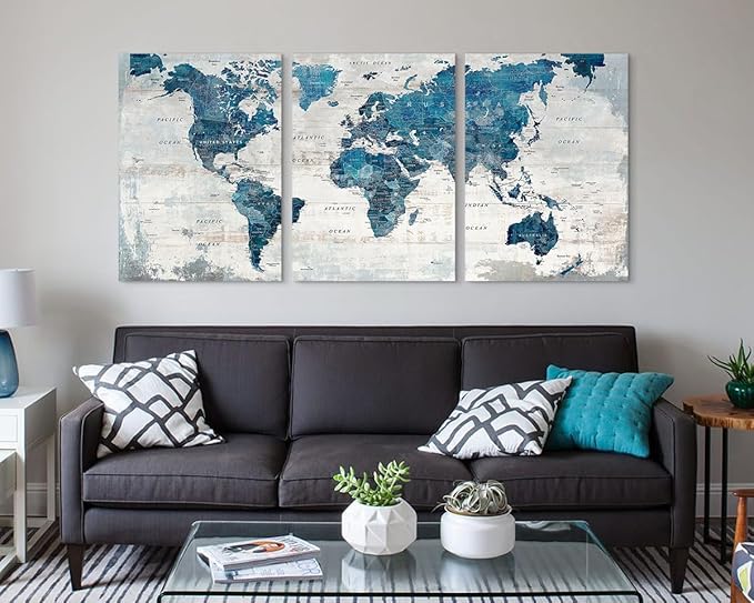 Wall Decor Living Room Motivational Framed Wall Art Large Office Decor for Wall Home Decorations for Bedroom Blue Grey Paintings Dining Room Pictures