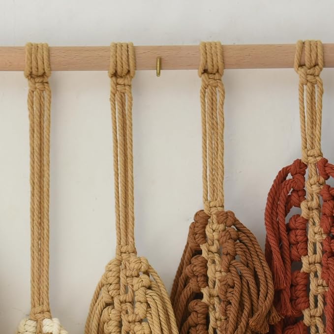 Macrame Wall Hanging with Handmade Woven Leaves Boho Feather Tapestry for Modern Apartment, Chic Dorm Decor, Cozy Bedroom or Nursery Wall Art, Leaf Wall Decor for Living Room Backdrop27" Wx26" L