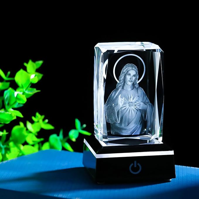 Movdyka 3D Crystal Jesus Statue Christian Gifts for Women Men Faith, Laser Engrave Religious Gifts for Friends Mom Dad Teens Catholic, Jesus Stuff Room Decor