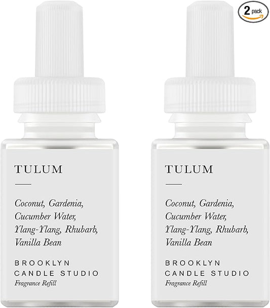 Pura & Brooklyn Candle Studio Home Scent Refill - Smart Air Diffuser - Up to 120-Hours of Luxury Fragrance per Refill - Home Essential - Clean & Safe Diffuser Fragrance - 2 Pack, Tulum