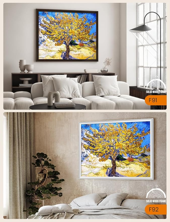 DECORARTS - The Mulberry Tree by Vincent Van Gogh Art Reproduction. Oversize Solid Wooden Frame Matching with Giclee Prints Canvas Wall Art. Total framed size: 43x35