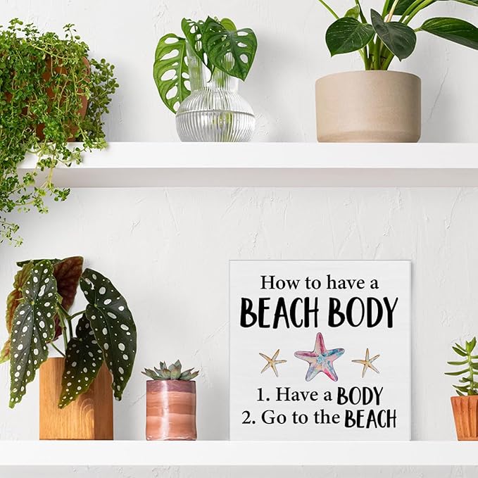 Wood Block Sign - Home Beach House Decor - Desk Table Shelf