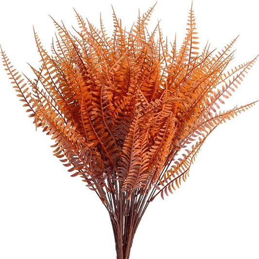 4pcs Outdoor Artificial Plants Fake Boston Fern Plant Artificial Ferns for Outdoor UV Resistant Plastic Plants (4, Red)