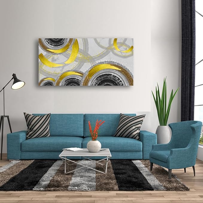Yellow Abstract Smart Line Pictures Canvas Wall Art for Living room Bedroom Wall Decor,Smart Line Wall Art Print Paitnings for home Decor,Morden Artwork Full of Imagination Line Drawing Canvas Art Waterproof Stretched Ready to Hang-28x57inches