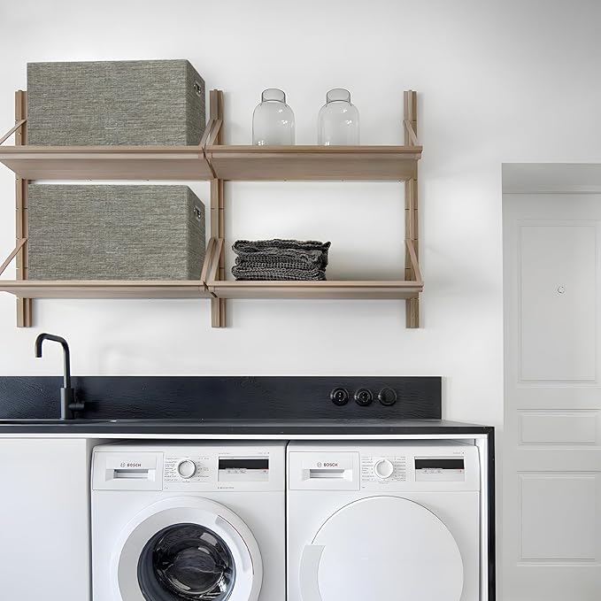 Closet Organizers and Storage Bins, Linen Baskets for Organizing, Collapsible Home Organization Boxes with Handles, Decorative Containers for Clothes, 16.25x12x10 Inch, 4 Pack, Coffee