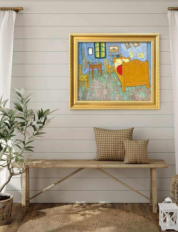 DECORARTS - Bedroom in Arles (Third Version) by Vincent Van Gogh. Giclee Print on Acid-Free Canvas in Gold Solid Wood Frame. Picture Size: 20x16, Total Size: 24.75x20.75, Made in USA