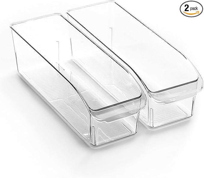 BINO | Plastic Storage Bins, Small | THE CURVE COLLECTION | Multi-Use Organizer Bins | Storage Containers Kitchen, Pantry and Home Organization | Fridge Organizers | Pantry Organization and Storage