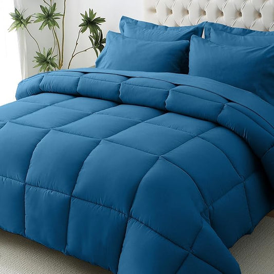 JOLLYVOGUE King Comforter Set, Ultra-Soft Bed in a Bag King Size 7 Pieces, Oeko-TEX Certified Bedding Set with Down Alternative Comforter, Sheets, Pillowcases & Shams, Teal