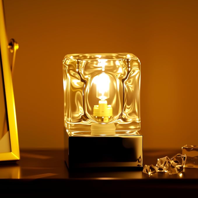 Mini Touch Crystal Table Lamp, 4 x4 x 2.7 Inch Accent Desk Lamp Bedroom Night Light