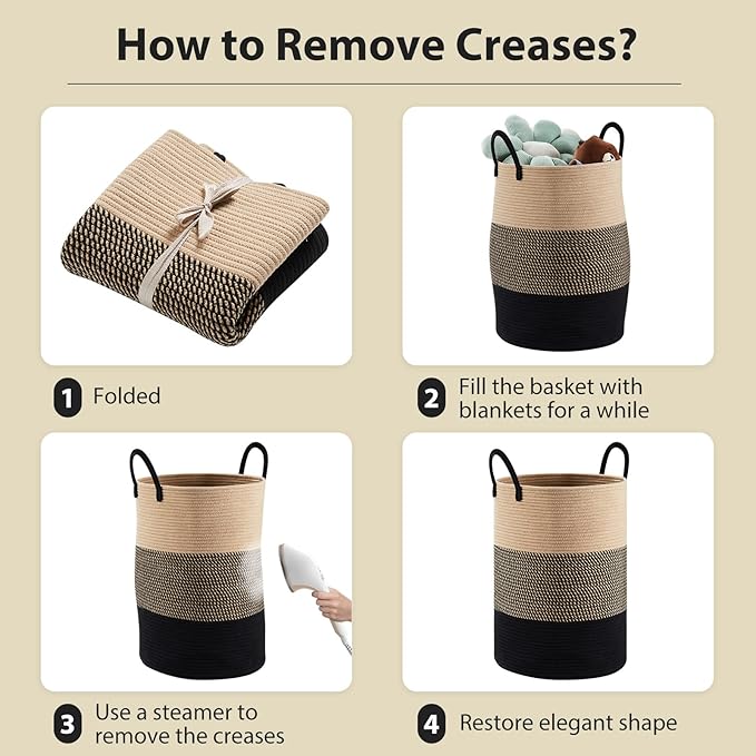 Fiona's magic 100L Extra Large Laundry Hamper Basket, 26.4Gal Tall Woven Laundry Basket Storage, Baby Nursery Hamper for Blankets, Clothes Hamper for Bedroom and Living Room Organizing, Brown & Black