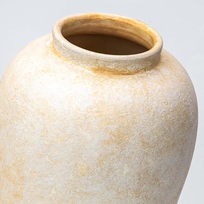 Ceramic Flower Vase Home Decor - 9.2 inch Large Farmhouse Table Vases, Rustic Decorative Vases for Kitchen Living Room Coffee Dining ShelfMantel Decoration