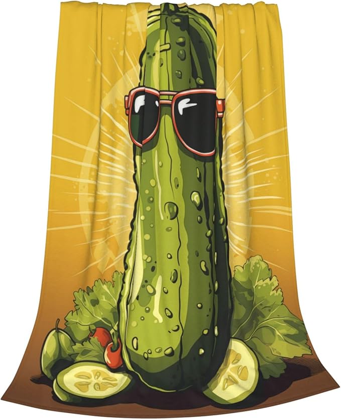 Funny Pickles Dill Blanket Gifts for Grils Women Flannel Throw Blankets for Home Couch Bed Sofa Soft Fuzzy Lightweight Decor All Season 50x40 Inches