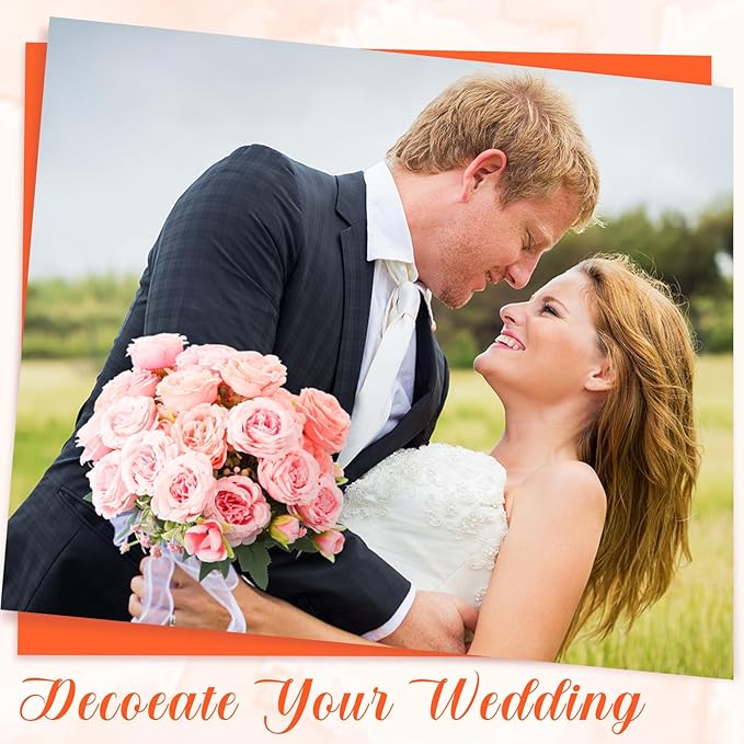 Geosar 8 Bundles Artificial Peonies Flowers Fake Silk Peony Bouquet Faux Peonies Flowers Bulk for Decoration Vase Florals Arrangements Wedding Party Table (Peach Pink,Light Pink)