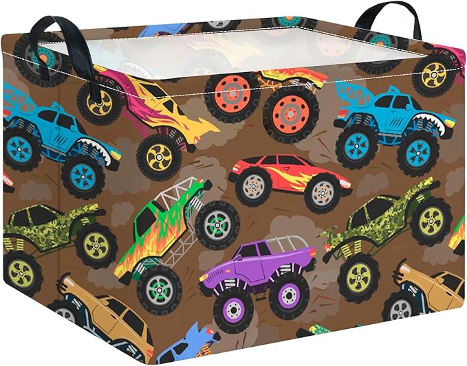 CLOCOR Rectangular Easter Gift Basket Empty,Waterproof Toy Bin,Books Box,Room Decor(Truck)