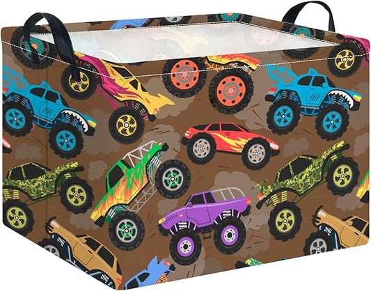 CLOCOR Rectangular Easter Gift Basket Empty,Waterproof Toy Bin,Books Box,Room Decor(Truck)