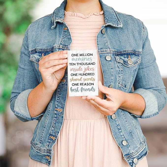 Simply Said, INC Friendship Small Talk Rectangles Sign, One Million Memories, One Reason: Best Friends, 3.5 x 5.25 inch Wood Plaque, Made in USA