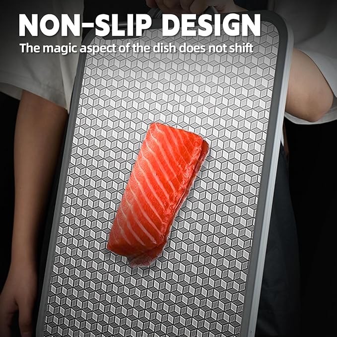 Cutting Board Double Sided,Large Size 11.8” x 15.6 ”，Food Grade 304 Stainless Steel Kitchen Cutting Board,Stainless Steel and Wheat Straw PP,Eco-friendly and easy to clean(1pcs)