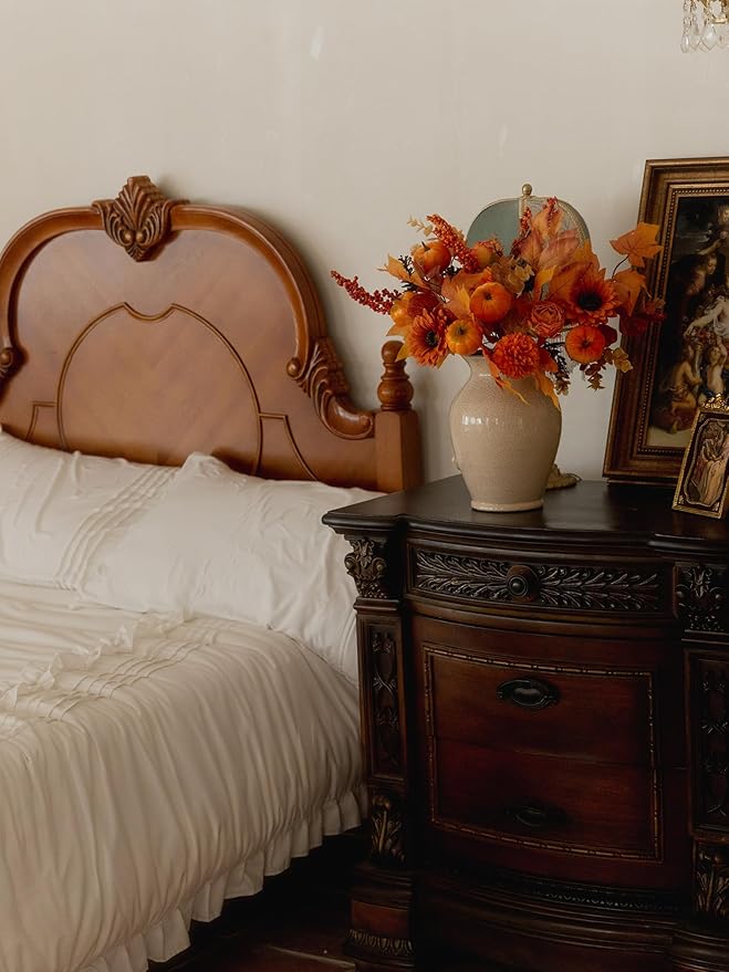 MISSPIN 10 PCS 18 inch Fall Decor Bouquets, Fall Decorations Indoor Outdoor Halloween Thanksgiving Farmhouse Arrangement Decorations for Front Door Wedding Centerpieces in Autumn (Orange)