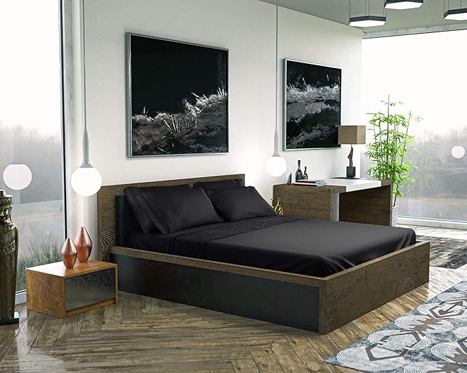 DREAMCARE King Size Sheets Set – 6 pcs Cooling Bed Sheets – up to 15” Deep Pocket King Sheet Set – 2500 Supreme Collection – Extra Soft 100% Brushed Microfiber Hotel Luxury with Side Pocket – Black