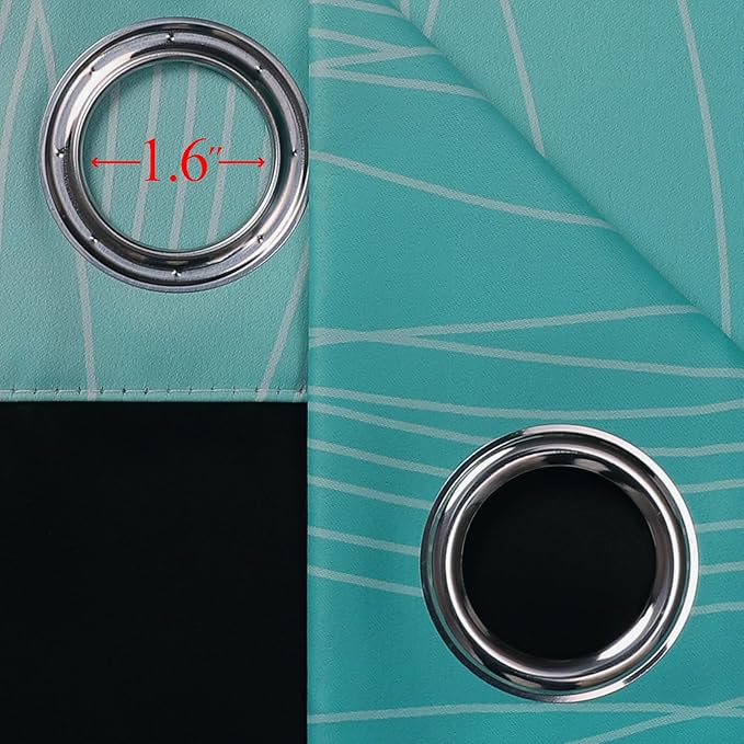 Estelar Textiler Navy Blue and Teal Ombre Blackout Curtains 45 Inch Length 2 Panels, Full Room Darkening Gradient Drapes for Kitchen, Thermal Insulated Grommet Short Curtains for Bathroom,42Wx45L