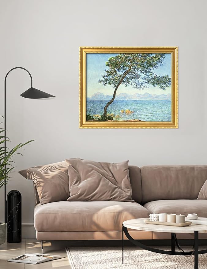 DECORARTS - Claude Monet The Esterel Mountains 1888 Giclee Print with Gold Solid Wood Frame, Impressionist Large Framed Wall Art, Ready to Hang, Framed Size 34.75x28.75, Made in USA